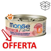 Offerta cibo umido gatto tonno pollo gamberi Monge