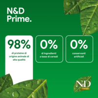 Grafica N&D Prime con percentuali ingredienti naturali