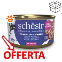 Lattina cibo gatto Schesir tonno e manzo