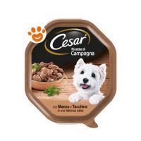 Cesar Dog Ricette di Campagna con Manzo e Tacchino in Salsa