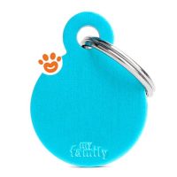 My Family Medaglietta Basic Aluminium Cerchio Piccolo Alluminio Azzurro >>>INCISIONE_GRATIS