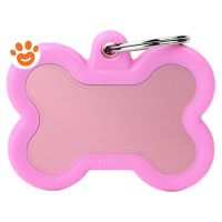 My Family Medaglietta Silent & Strong Osso Alluminio Rosa con Gomma Rosa >>>INCISIONE_GRATIS