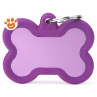 My Family Medaglietta Silent & Strong Osso Alluminio Viola con Gomma Viola >>>INCISIONE_GRATIS