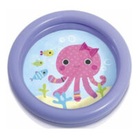 Piatto viola con polpo rosa cartoon