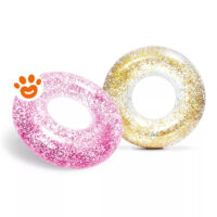 Due salvagenti gonfiabili glitterati rosa e oro