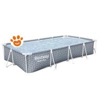 Bestway Piscina Rettangolare Steel Pro (366x201x66cm) Motivo a Foglia con Pompa a Filtro Art. 561FV