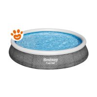 Bestway Piscina Rotonda Fast Set Grafica a Linee Curve Gonfiabile (Ø396x86cm) con Pompa a Filtro Art. 57376