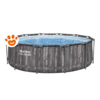 Bestway Piscina Rotonda Steel Pro Max (Ø366x100cm) Finto Legno con Pompa a Filtro Art. 5614X