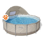 Bestway Piscina Rotonda Steel Pro Max (Ø396x107cm) Design a Strisce con Pompa a Filtro + Ombreggiante Art. 561FY - Steel Pro Max (Ø396x107cm)