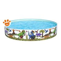 Bestway Piscina Rotonda Rigida Dinosauri Gonfiabile (Ø244x46cm) Art. 55001
