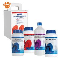 Lapi Piscina Semplice - Kit di Avviamento e Mantenimento a Cloro fino a 30 m³ (kit con 4 prodotti) Dicloro 56, Correttore PH- Meno, Alghicita T9 Special, Tricloro 90/200