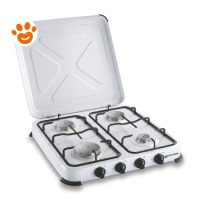 Kemper Fornello a Gas GPL Smaltato 4 Fuochi con Coperchio