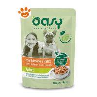 Oasy Dog Adult Straccetti in Salsa con Salmone e Patate