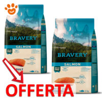 Crocchette Bravery al salmone per cani in offerta