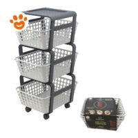 Carrello portaoggetti a tre ripiani con ruote