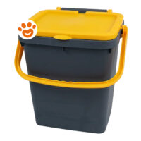 Contenitore in plastica grigio con coperchio giallo