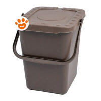 Bidone compost marrone con coperchio e manico