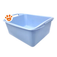 Lettiera per gatto in plastica azzurra