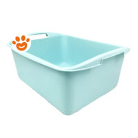 Contenitore in plastica azzurro con maniglie