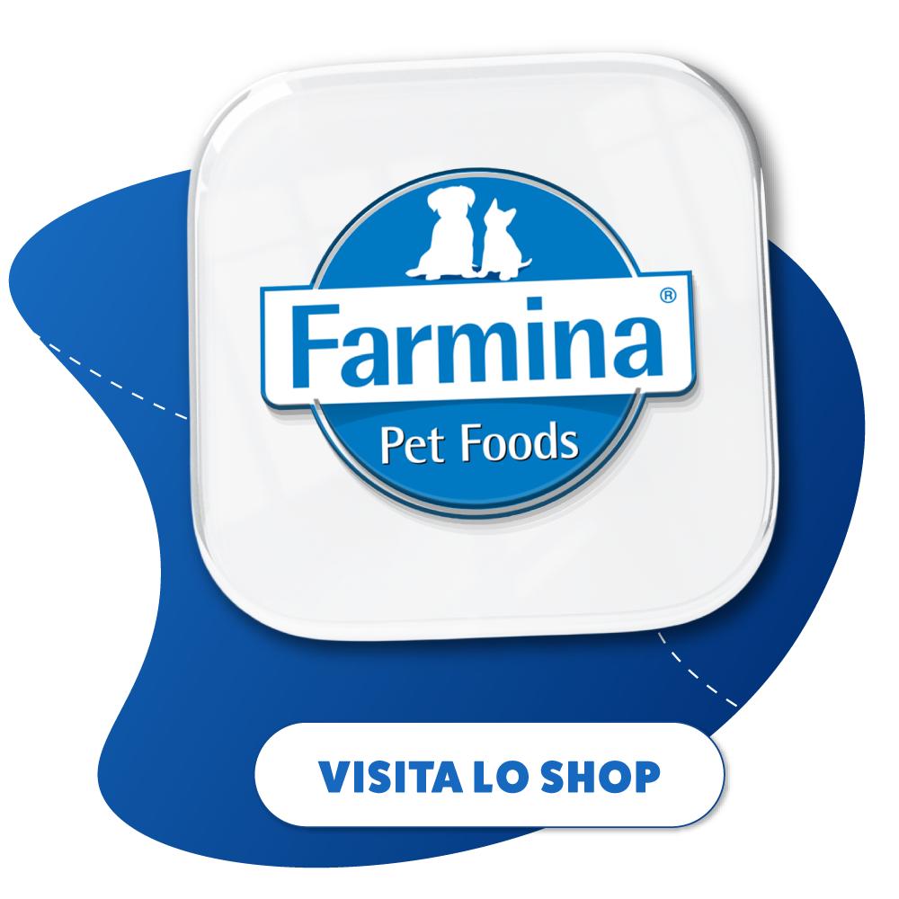Logo Farmina Pet Foods con pulsante shop