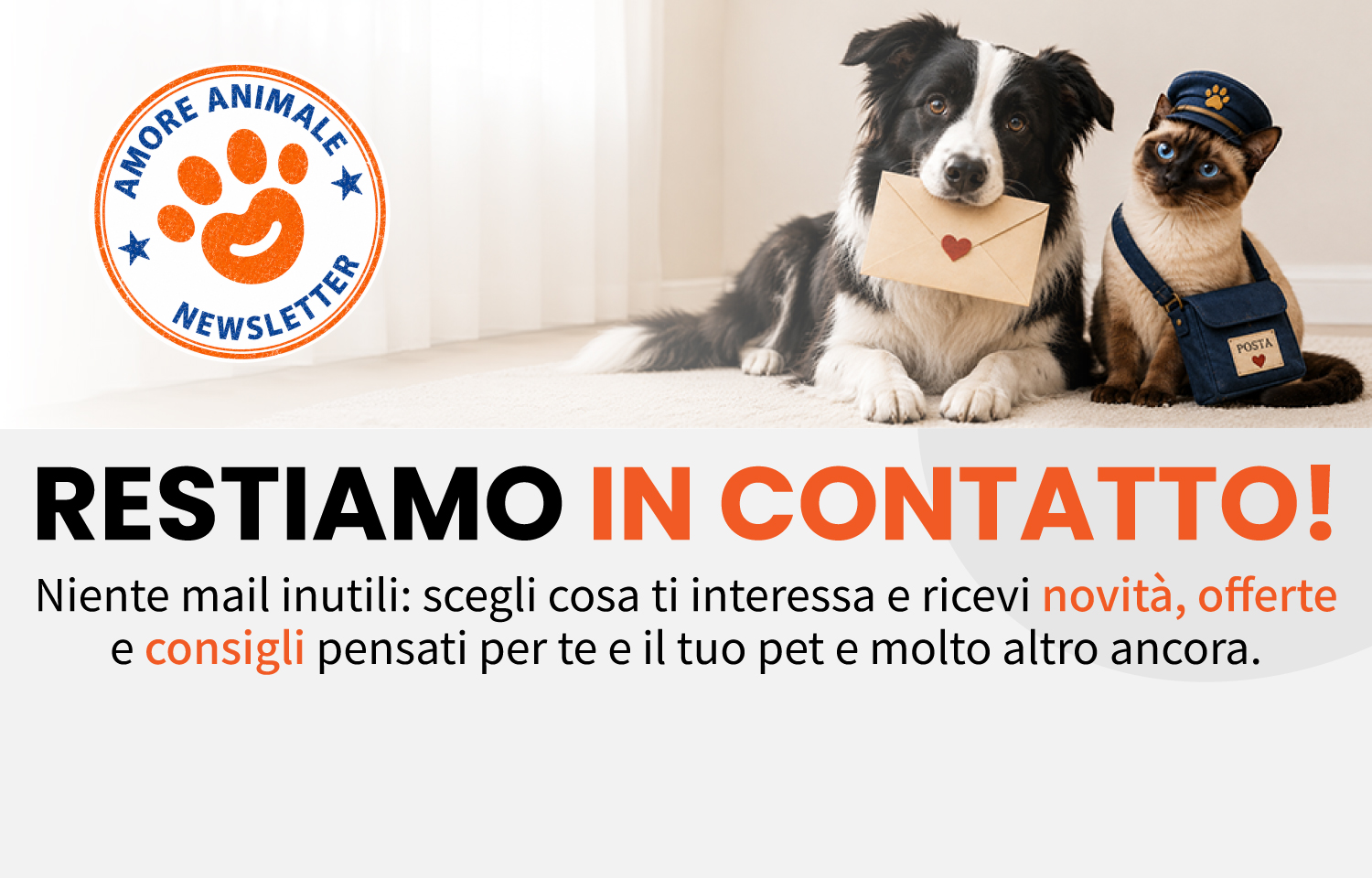 Cane con lettera e gatto postino
