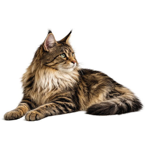 Gatto soriano a pelo lungo sdraiato