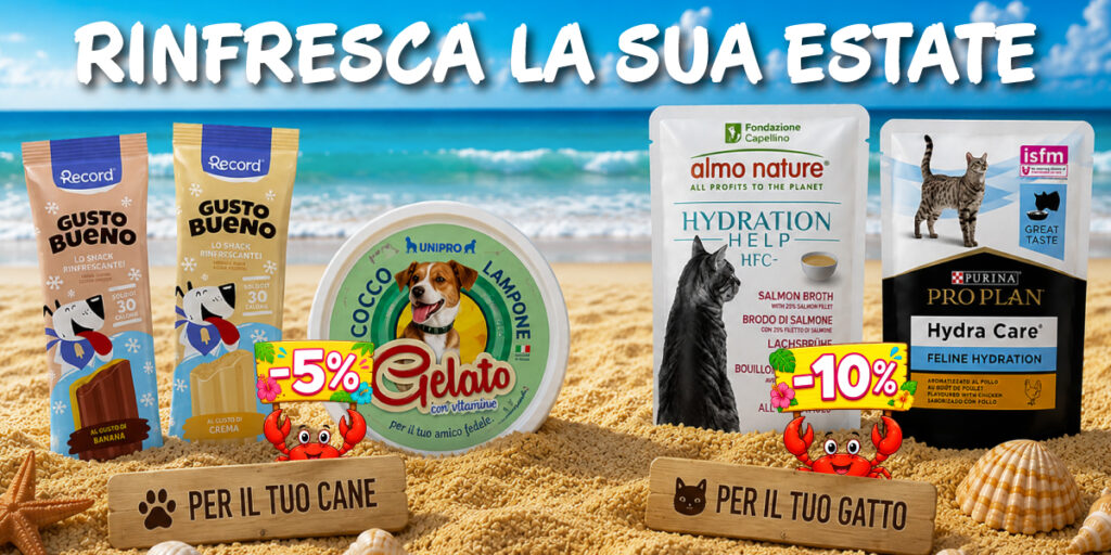 Prodotti estivi rinfrescanti per cani e gatti